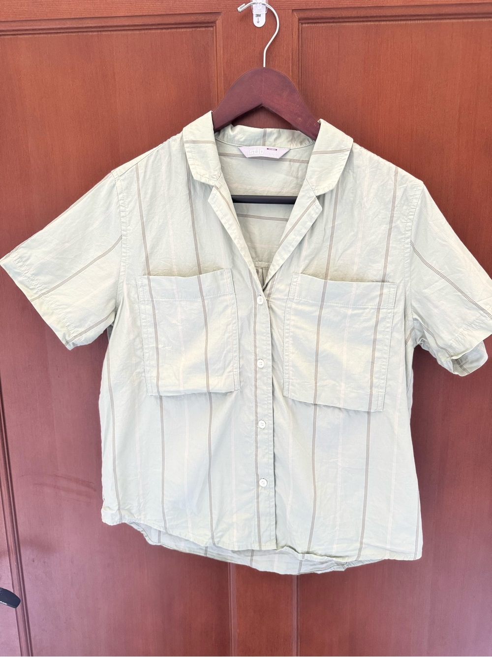 Stio camp shirt pastel green with stripes